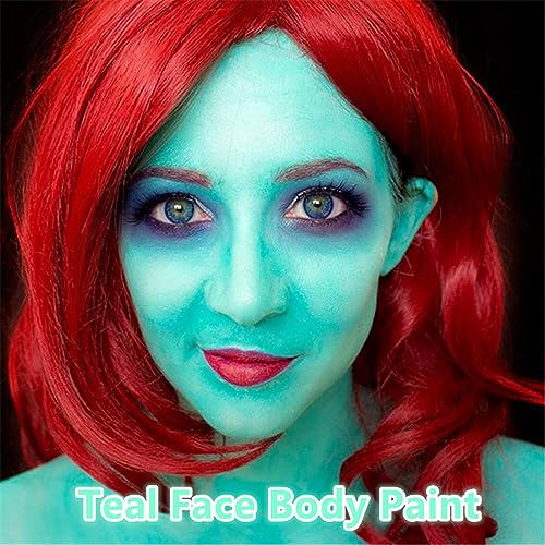 Teal Face & Body Paint for FX Makeup, Halloween, Cosplay - 2.1 oz - Water Based, Fast-Drying, Easy Wash