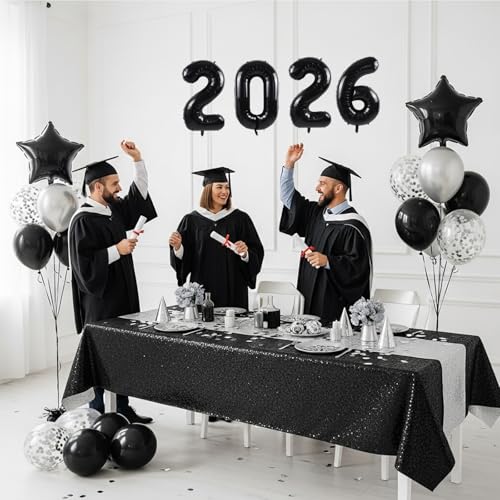 Number 2 Set Black 16 Inch Foil Balloons - 20 Pcs for Celebrations