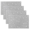 Silver Rhinestone Placemats Set of 4 - 12x18 Inches, Elegant Table Decor