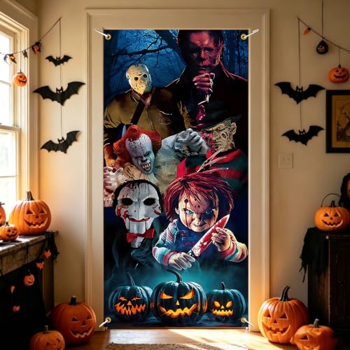 Halloween Door Cover Banner Decoration Horror Backdrop Party Decor 70x36 Inches