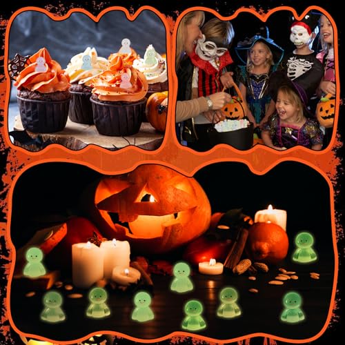 Mini Resin Ghost Figurines for Halloween Decorations, 50 Pack Glow in the Dark