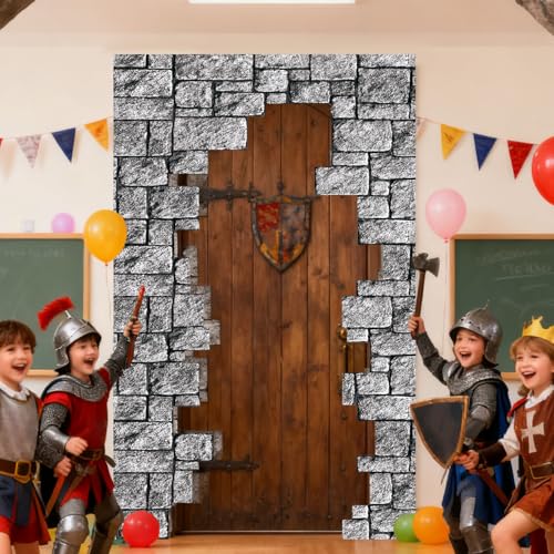 Medieval Wall Door Banner - Castle Brick Design Party Decoration - Variation of THIS listing