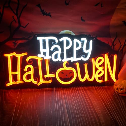 Halloween Neon Sign Dimmable LED Wall Decor - Pumpkin & Trick or Treat - SZ-happyhalloween-print2