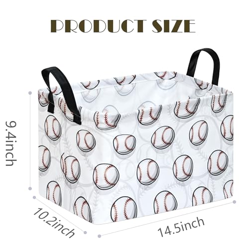 Kids Storage Basket - Baseball Waterproof Foldable Toy Organizer with Handles
