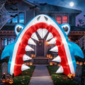 13FT Blue Shark Inflatable Arch for Halloween Yard Lawn Decor - Eye-Catching Entrance