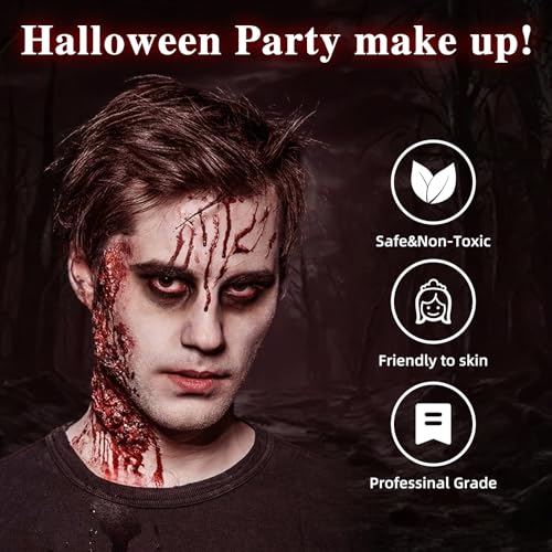 Professional Zombie SFX Makeup Kit with Face Paint, Liquid Latex & Fake Blood