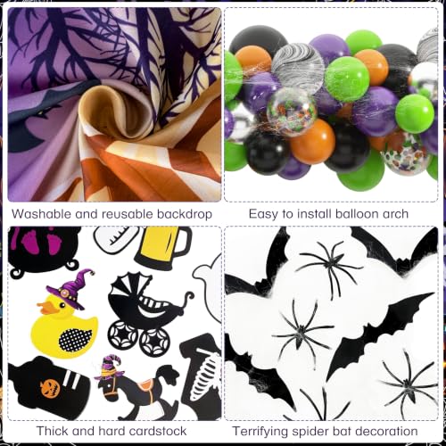 Halloween Baby Shower Decorations Set - Gender Reveal Party Supplies with Balloons & Wall Stickers