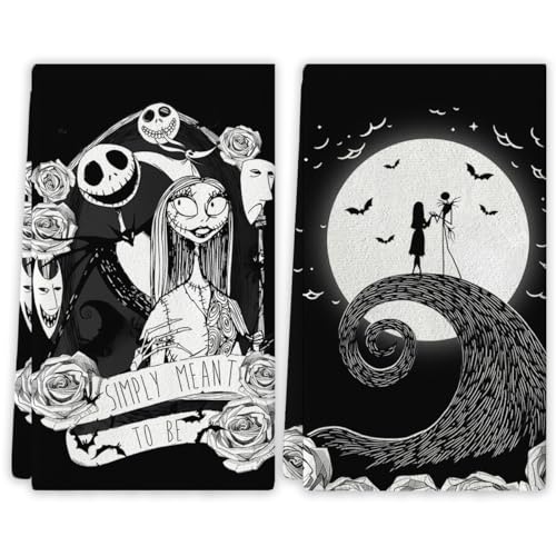 White Halloween Kitchen Towels 18x26 Inches 2-Pack Spooky Home Party Decor