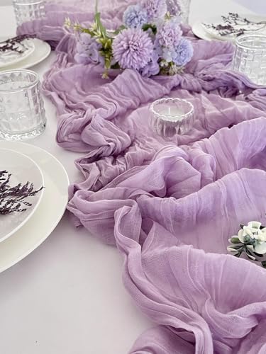 SUNRISING Purple Lilac Cheesecloth Table Runner 10Ft Rustic Boho Wedding & Party Decor
