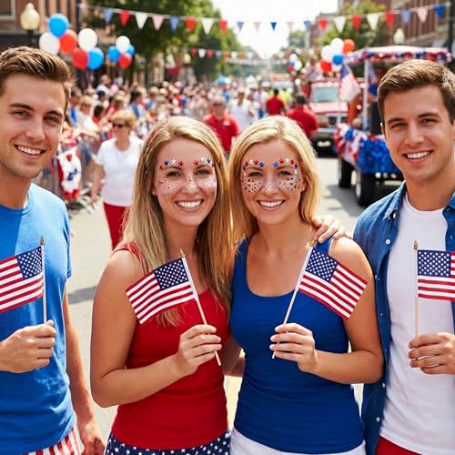 9 Sheets Patriotic Freckles Face Tattoos & Gem Stickers Set - StyleC-9 Pcs