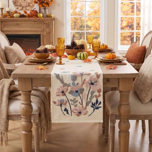 3D Chain Embroidery Table Runner 13x72 Inch - Durable Home Decor