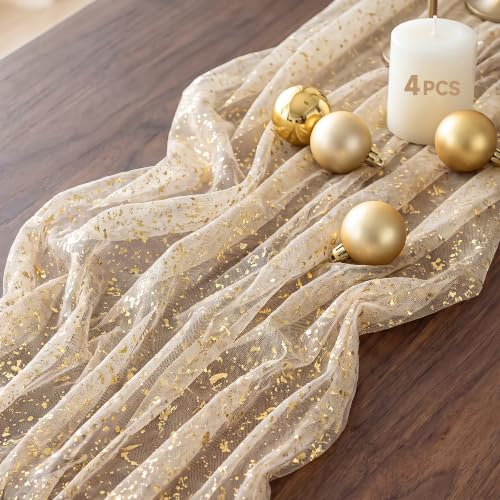 Rose Gold 4-Pack 10FT Glitter Table Runners for Weddings & Parties