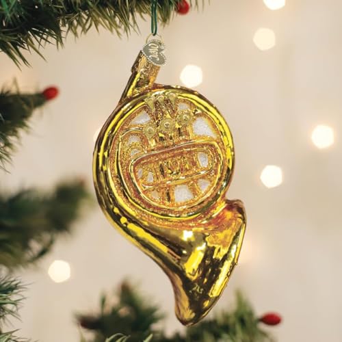 Musical French Horn Christmas Ornament - Handcrafted Glass Holiday Decoration