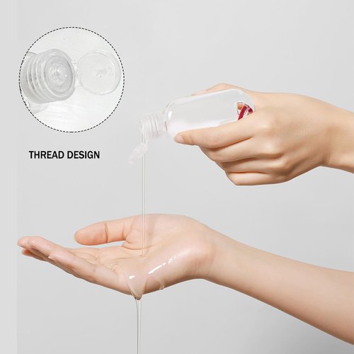 HATTIE 100 Pack Travel Plastic Clear Keychain Bottles 50ml/2oz Portable Leakproof Squeeze Small Bottles With Flip Cap Refillable Empty Containers for Lotion Soap Toiletry