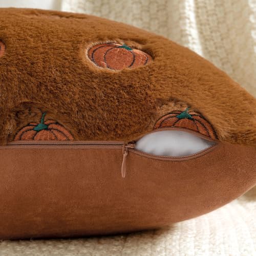 MIULEE Fall Pumpkin Pillow Covers 18x18 Pack of 2 - Rust Autumn Decor