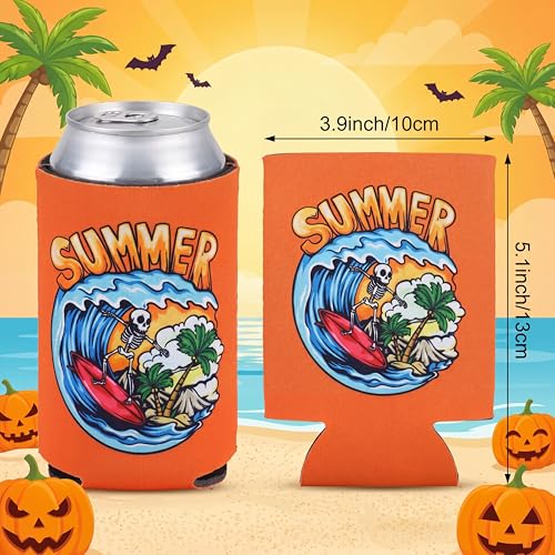 Halloween Can Cooler Sleeves Set - 12 Reusable Insulated Drink Wraps for 12 oz Cans