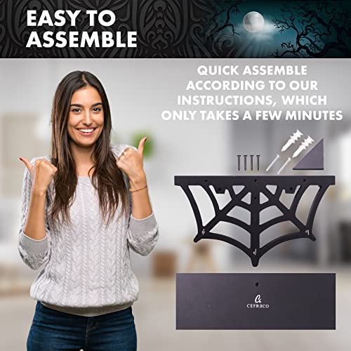 Gothic Spider Web Wall Shelf with Hooks - Halloween Halloween Decor for Home & Kitchen