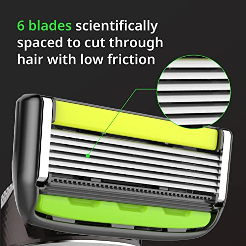 12 Pack Razor Blade Refills for Pace 6 Pro Shaving System - 6-Blade Cartridges with Vitamin E & Aloe Vera Strip