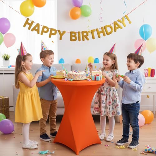 Orange Cocktail High Top Table Cover - 32 x 43 Inch Spandex Stretch Tablecloth (2 Pack) - Variation of THIS listing