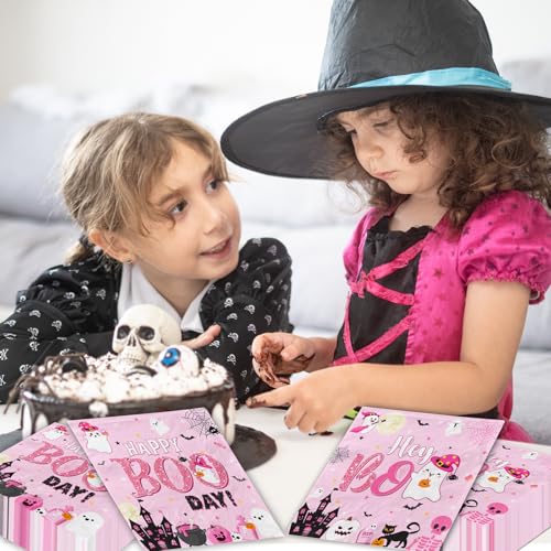 Pink Halloween Ghost Party Napkins 48pcs - Boo Day Birthday Decorations