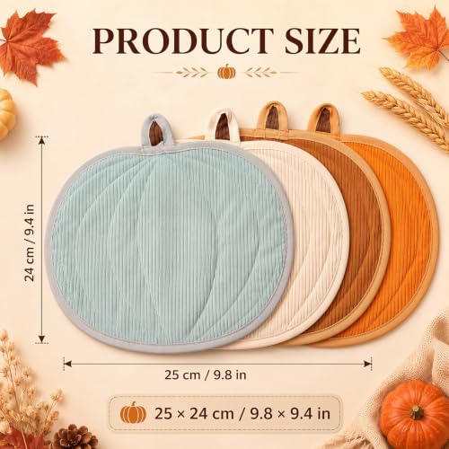 Potchen Fall Pumpkin Placemats Set - Rustic Autumn Table Decor, 4 Colors