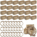 Mini Hay Bale Set - 12 Straw Bales with Hemp Rope Reins for Western Decor - 24 Pieces
