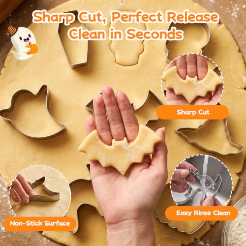 7-Piece Halloween Cookie Cutter Set - Stainless Steel Spooky Shapes for Baking & Crafts