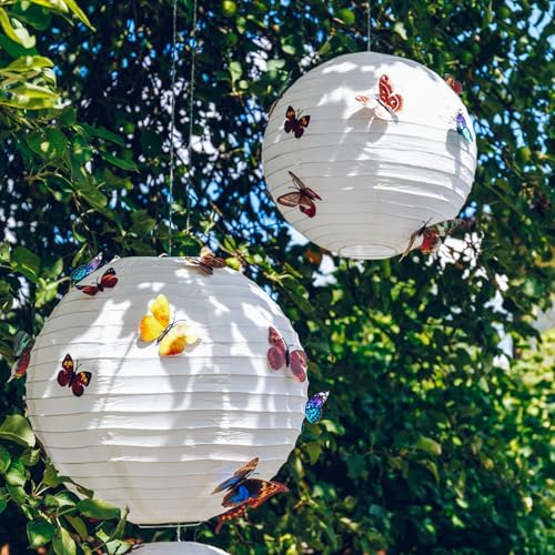 White Paper Lanterns Set - 21 Pieces Hanging Decor for Weddings & Parties - Variation: White