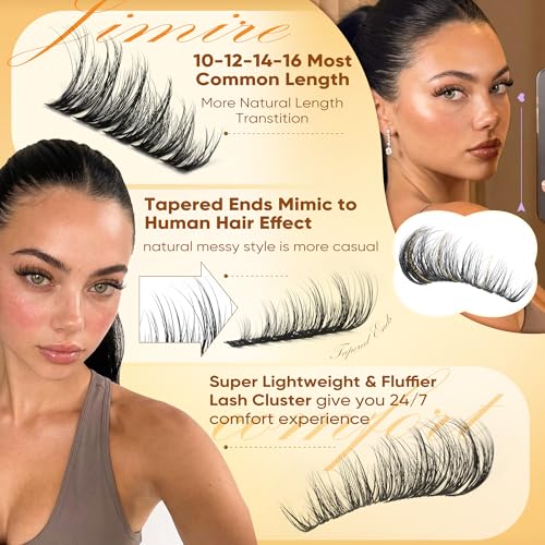 E Spider Lash Clusters Wispy Natural Eyelash Extensions 10-16MM - Fluffy, Curly Breeze Lashes, 160Pcs - Variation E