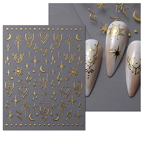 Moon & Star Nail Art Stickers Set - Self-Adhesive Nail Decals for DIY Manicure