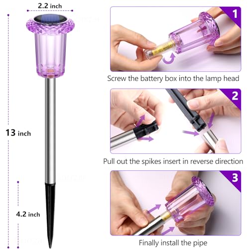 Halloween Solar Pathway Lights 10 Pack - Purple Outdoor LED Ghostly Decor