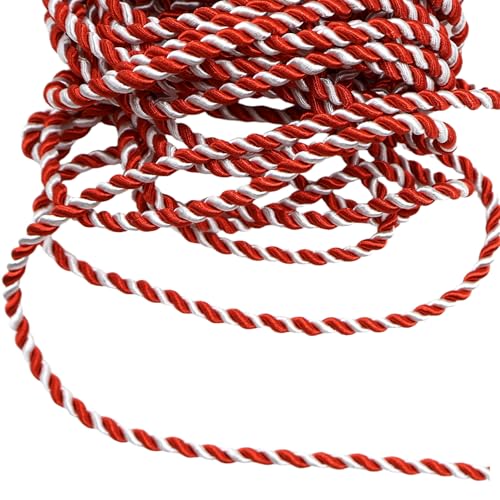 Christmas Red and White Stripes Ribbons - Holiday Craft Decorations, 10 Yards