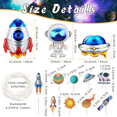 Space Themed Paper Lanterns Set for Kids Party Decorations - 47 Pieces