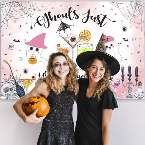 AIBIIN Halloween Ghouls Night Backdrop 7x5ft Girls Party Decor - Pink