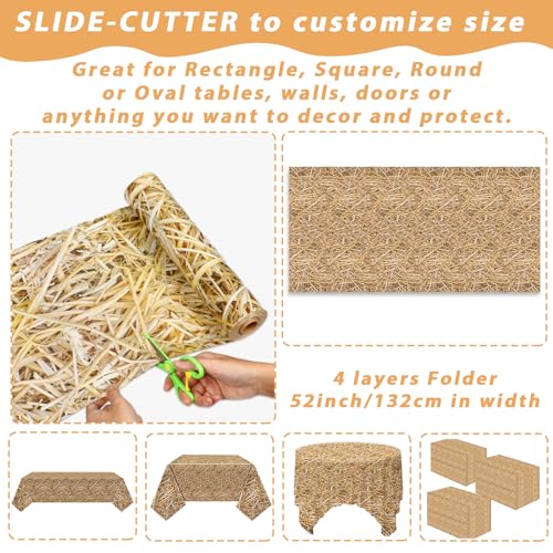 Farm Hay Tablecloth Roll 52x100 Ft Plastic Western Party Cover for Events