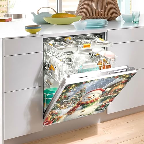Christmas Snowman Dishwasher Magnet Cover Front Door - 23x26 in Decorative Refrigerator Panel