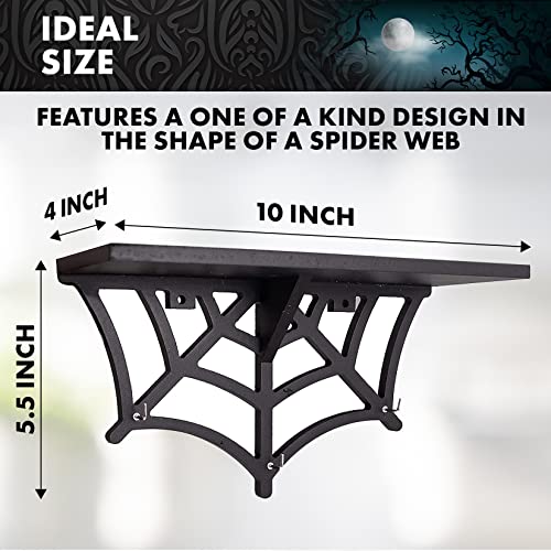 Gothic Spider Web Wall Shelf with Hooks - Halloween Halloween Decor for Home & Kitchen