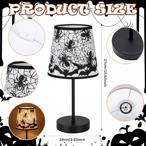 VIHOSE Halloween Spider Web Bat Table Lamp - 10.6x3.9 Inch Web Bat Decor - Web Bat Variation