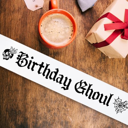 Black Glitter Birthday Ghoul Sash for Halloween & Gothic Parties
