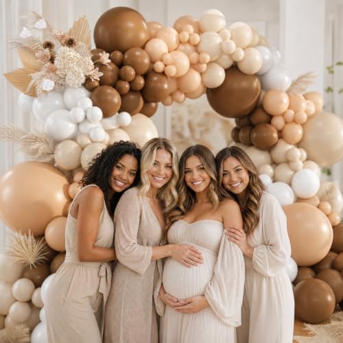 Y06 Brown Balloon Arch Kit - 500pcs Neutral Latex Balloons for Birthday & Baby Shower