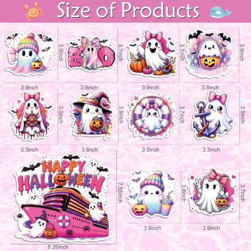 Pink Ghost Halloween Cruise Door Magnets Set - 11 Pcs Fall Party Decor