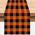 Black and Orange Buffalo Plaid Table Runner 13x72 Inch - Durable Polyester Home Decor