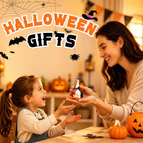 Halloween Indoor Mini Desk Goose Figurine with Witch Hat & Pumpkin - Halloween Decorations