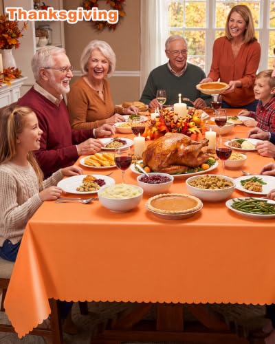Orange Plastic Tablecloth 6 Pack - Fall Halloween Party Decor, 54x108 Inches