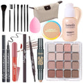 Full Makeup Set for Women & Teens - Eyeshadow, Foundation, Lip Gloss & Brushes