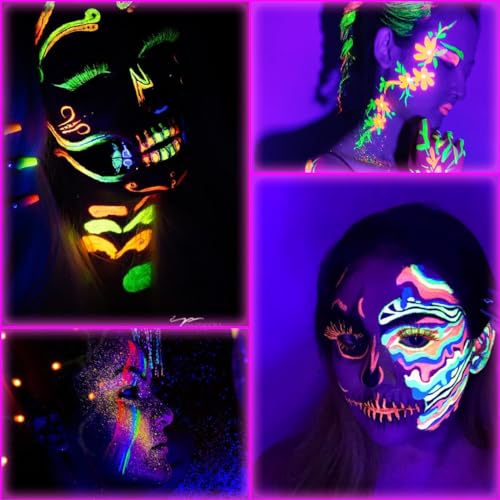 Face Paint Neon White - Water-Based Body & Face Makeup for Kids & Adults, 30g Split Cake