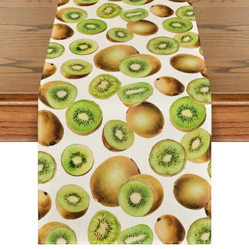 13x72 Inch Kiwi Fruit Spring Summer Table Runner - Seasonal Kitchen Decor