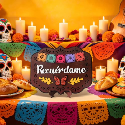 Day of the Dead Skeleton Wooden Table Centerpiece Sign - Dancing Skeleton Variation