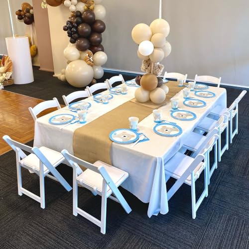Khaki Burlap Table Runners 13x84 Inch 6-Pack Rustic Jute Linens for Weddings