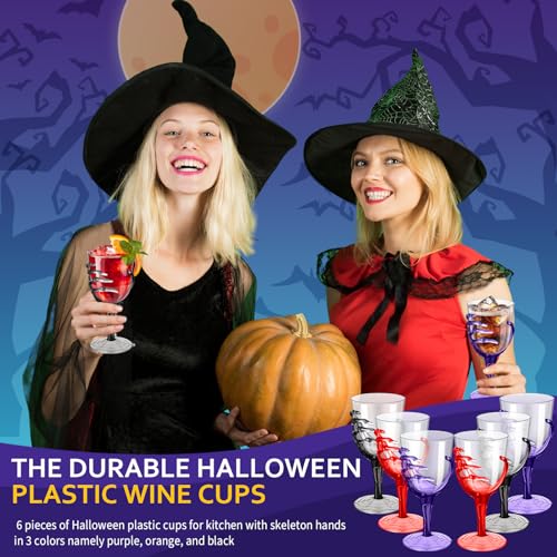 Halloween Skeleton Hand Plastic Goblets - 6 Pack, 8-10 oz Creepy Party Cups